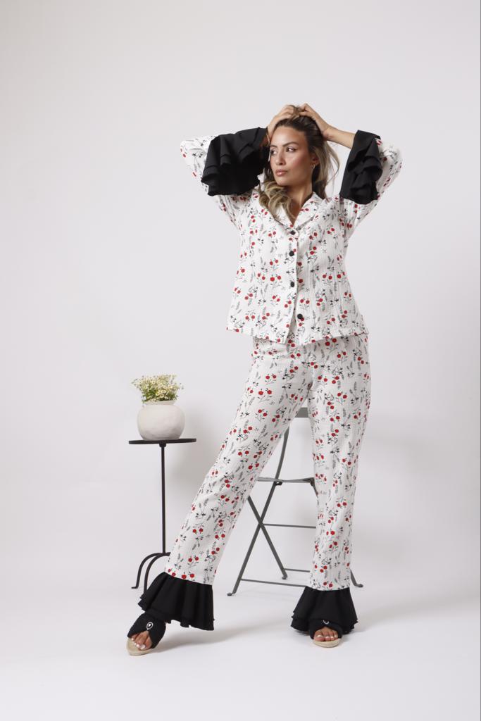 Black ruffled pjs
