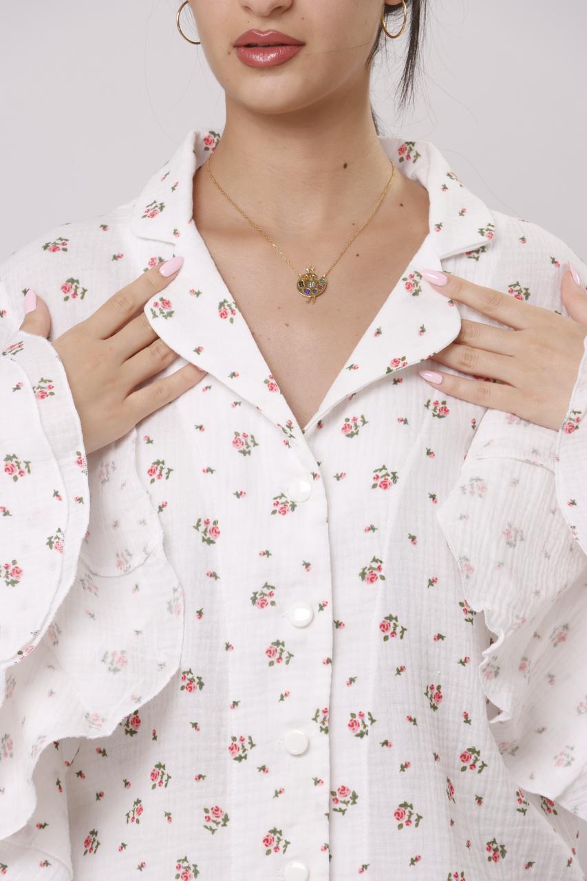 Soft floret ruffled pj set