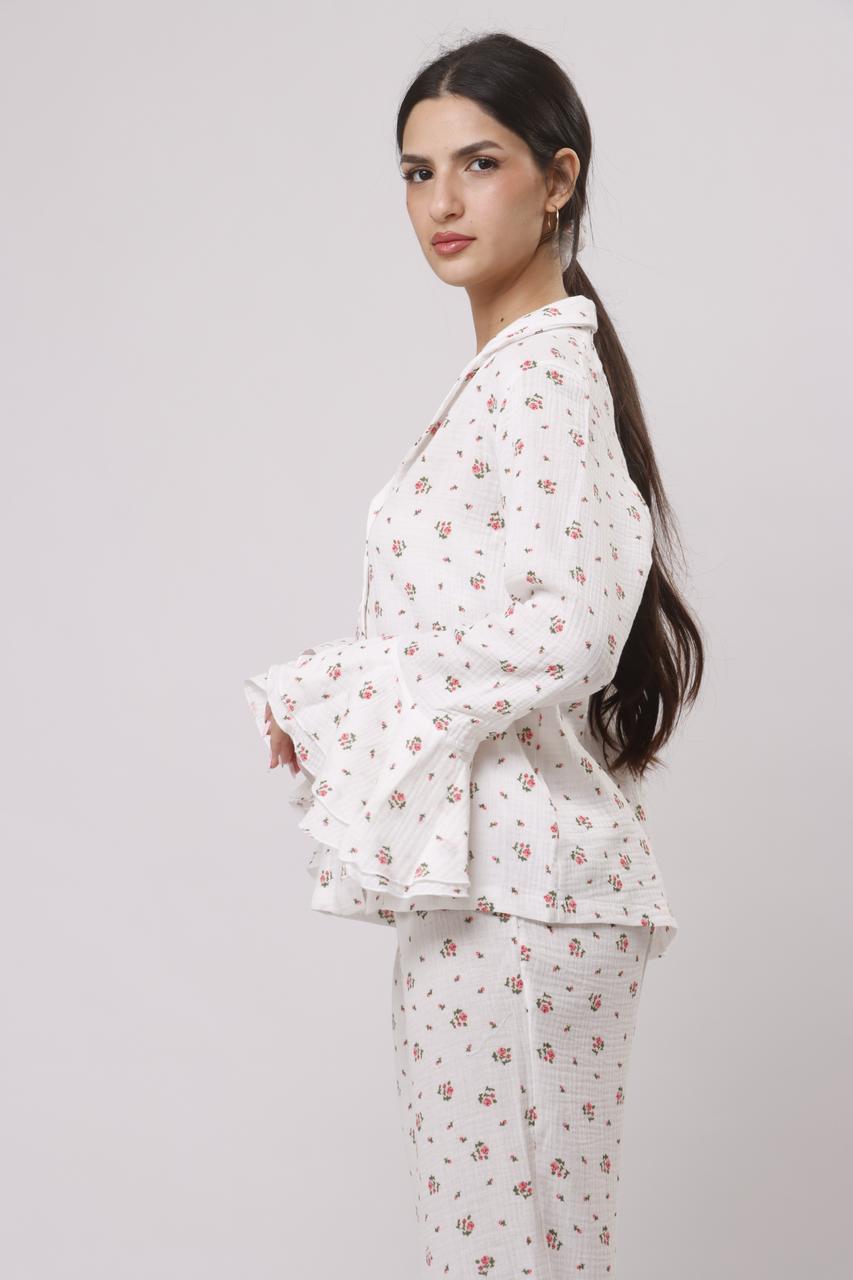 Soft floret ruffled pj set
