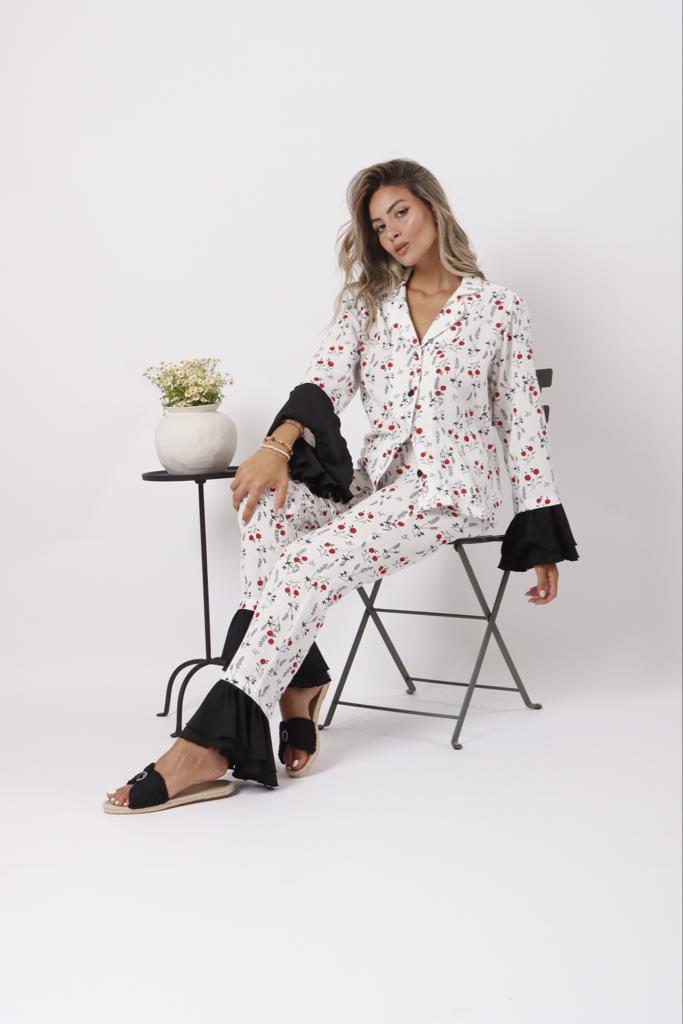 Black ruffled pjs