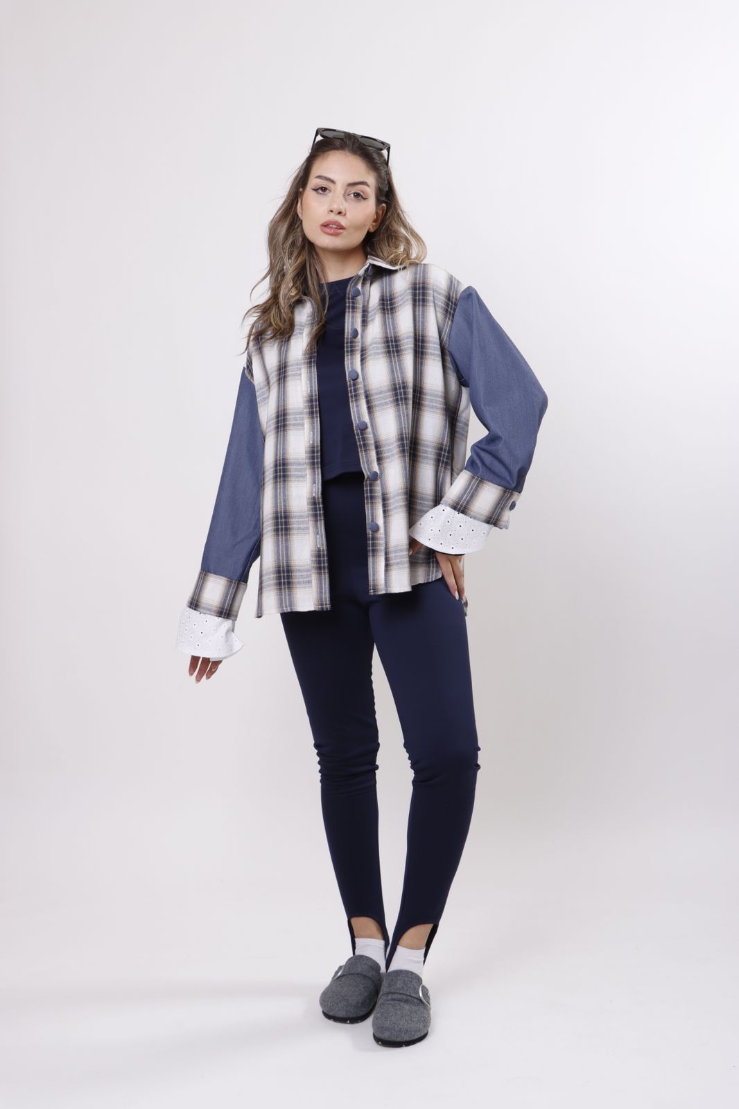 Denim checkered shirt