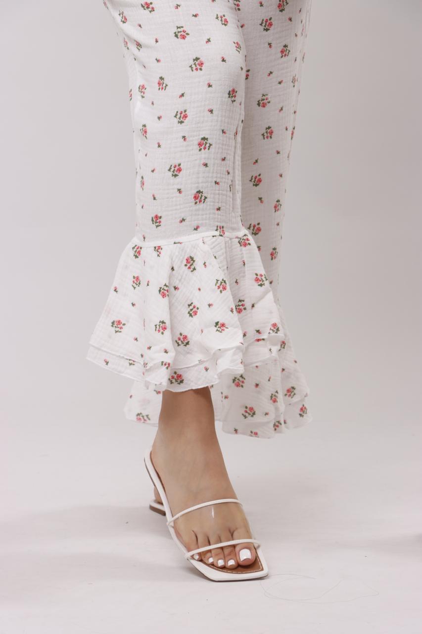 Soft floret ruffled pj set