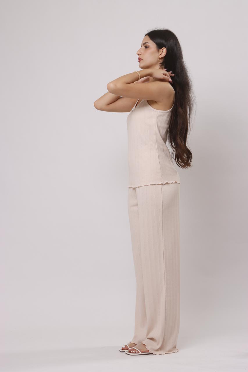 Beige breeze pants pj set