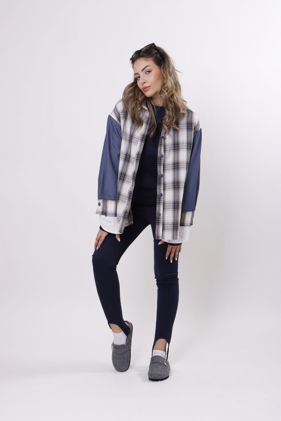 Denim checkered shirt