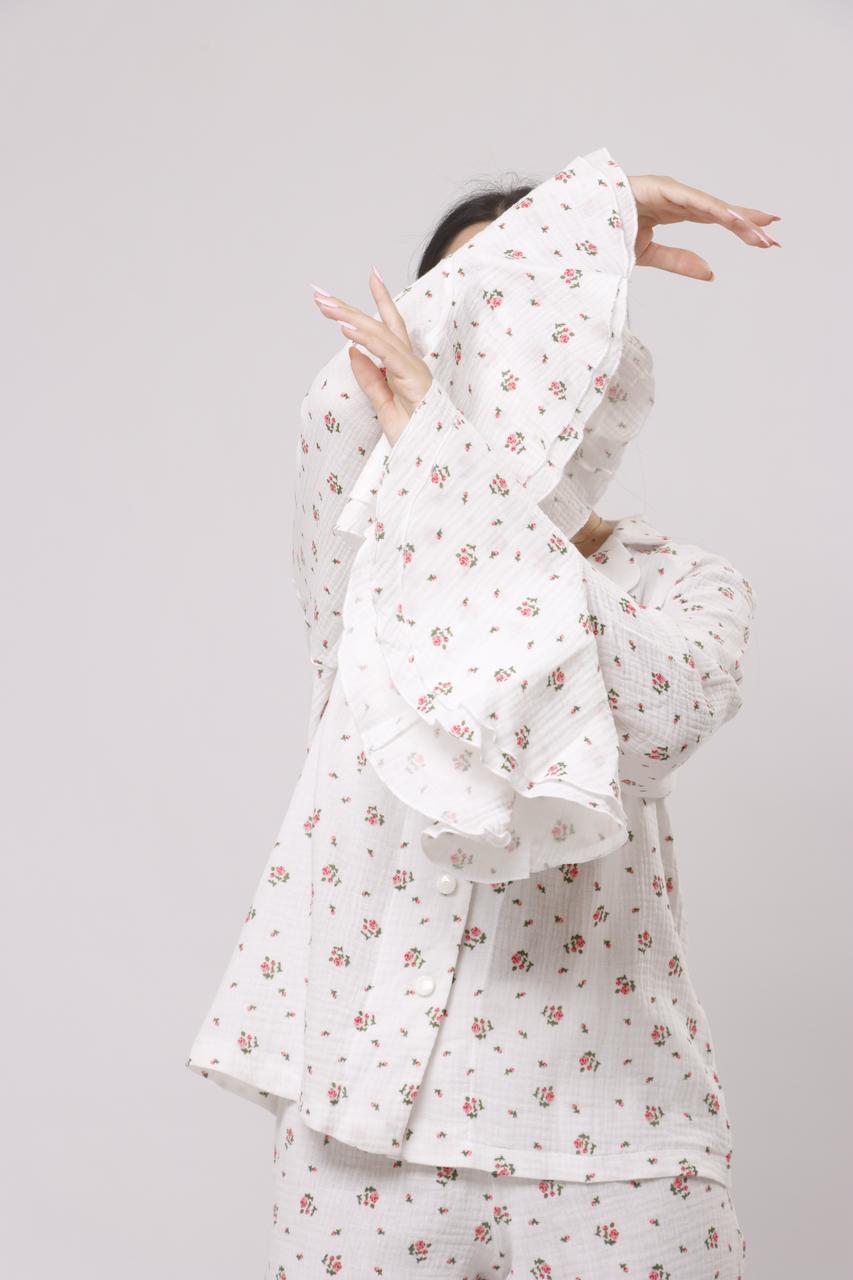 Soft floret ruffled pj set