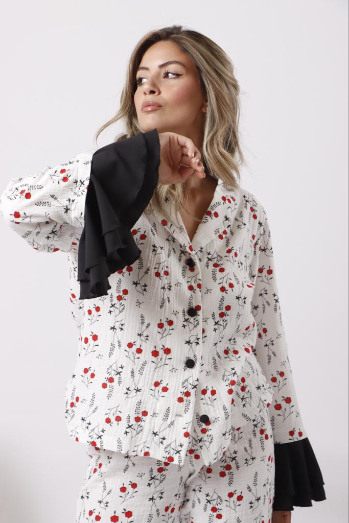 Black ruffled pjs