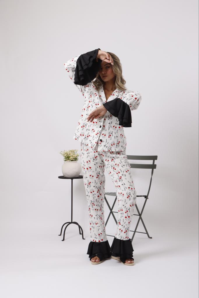 Black ruffled pjs