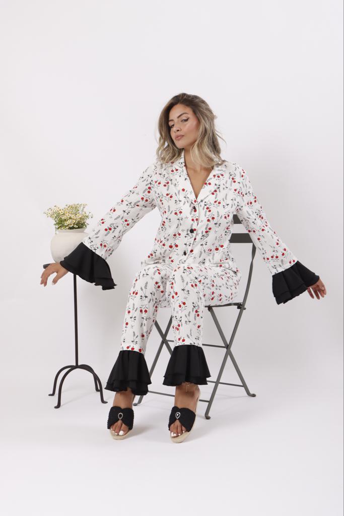 Black ruffled pjs