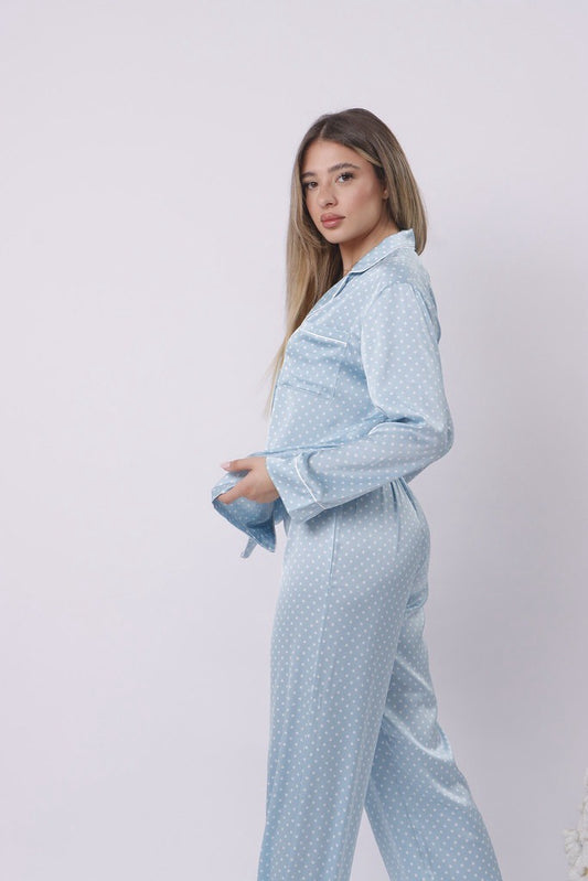 Baby blue polka dot pj set