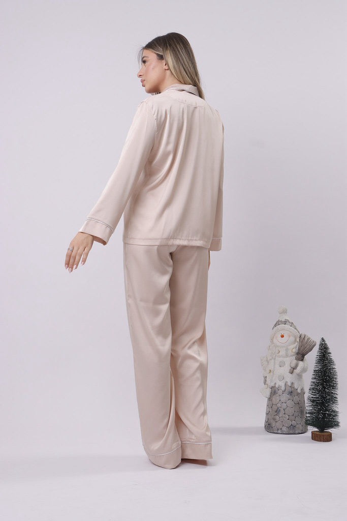 Soft beige satin pj set