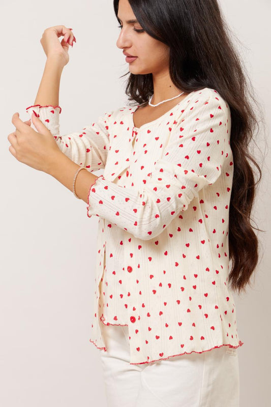 Heart print twin set