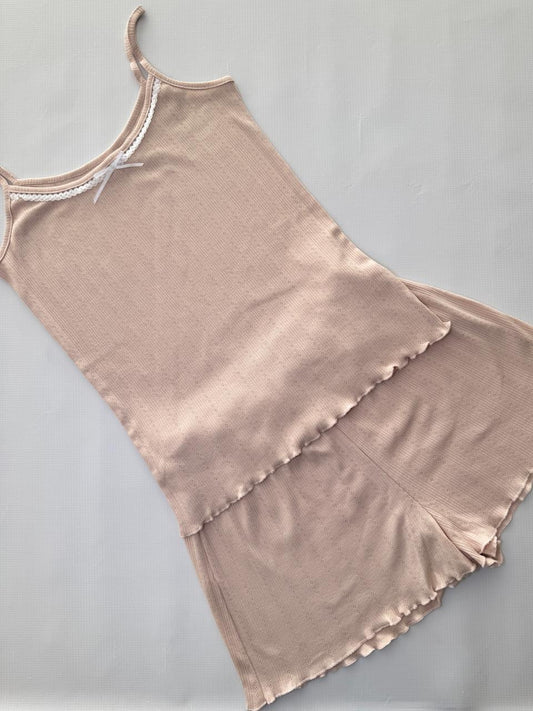Beige breeze shorts pj set