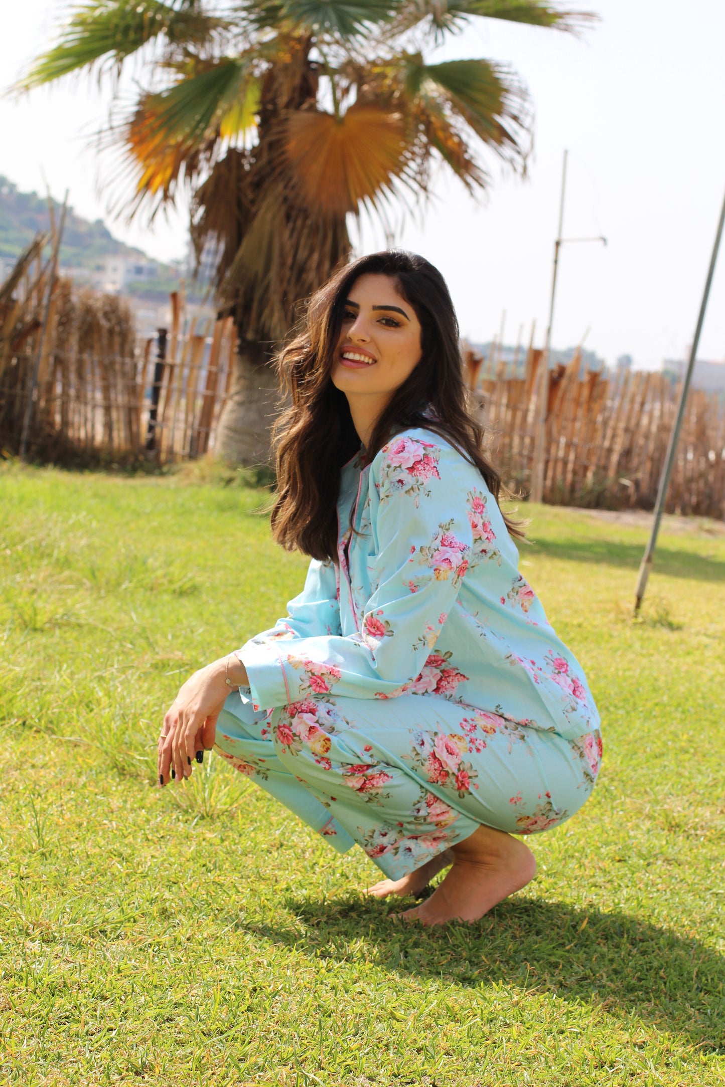 Aqua floral pjs