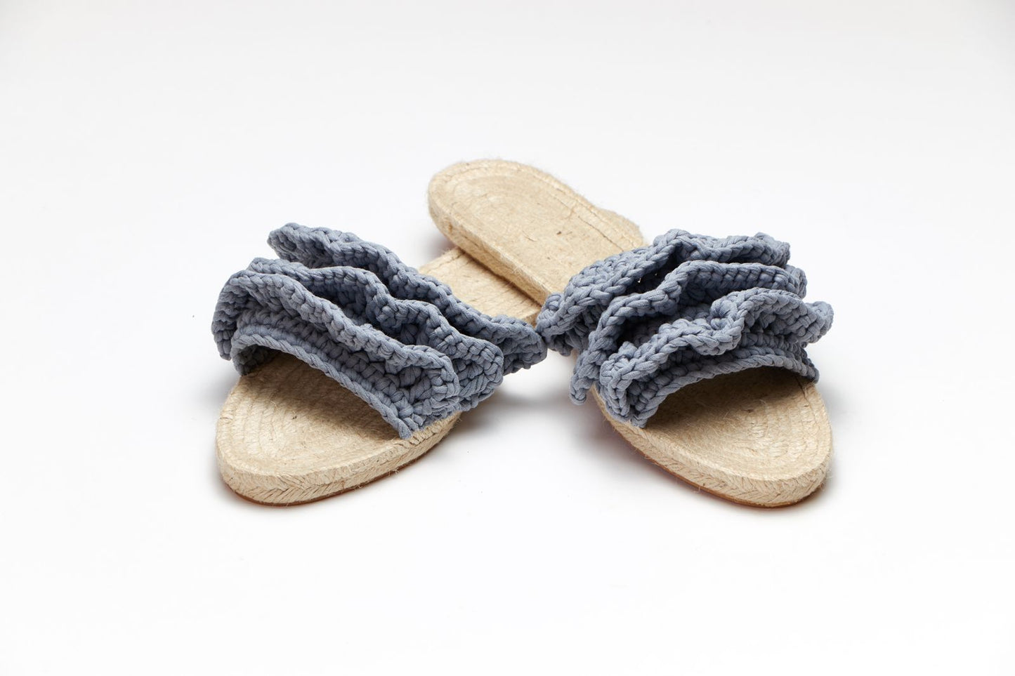 Grey ruffle sandals