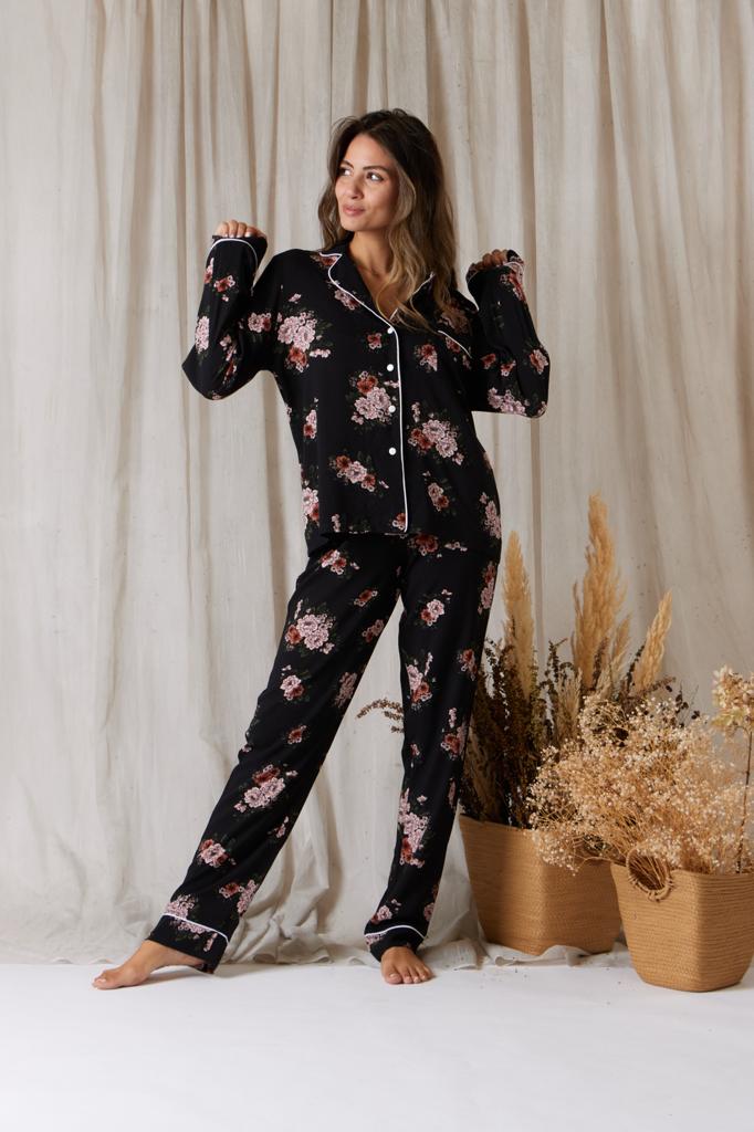 Red and pink floral pjs