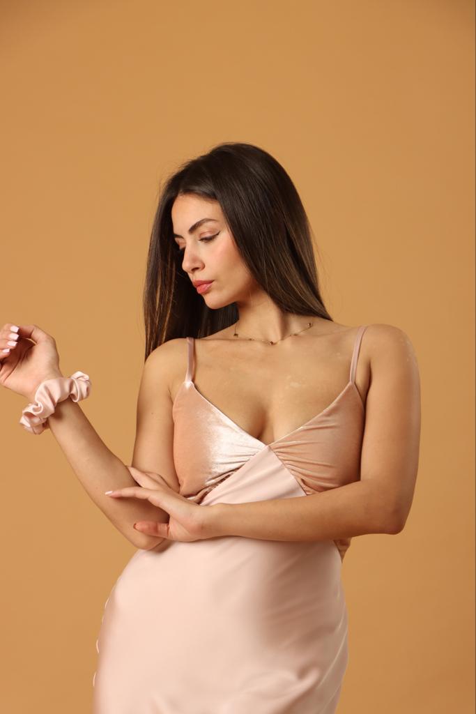 Dust pink silk dress