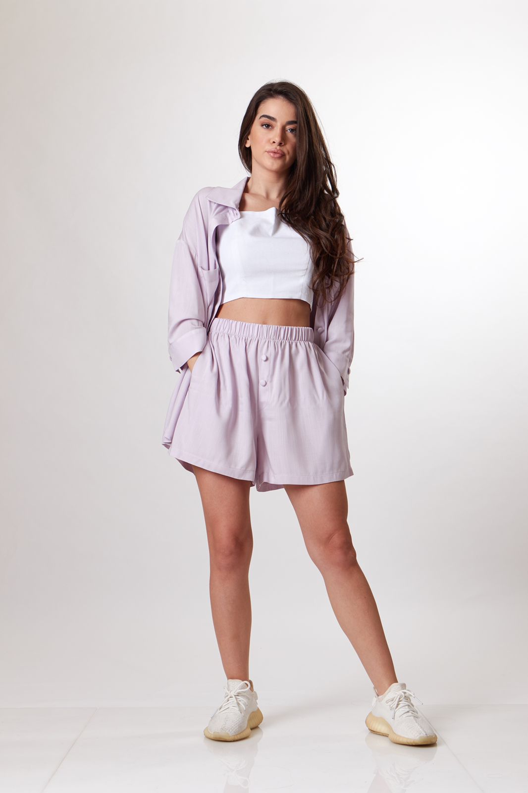 Bright lilac linen set
