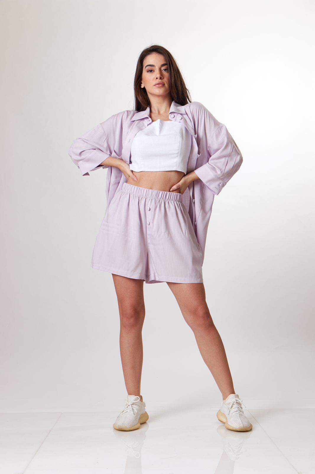 Bright lilac linen set