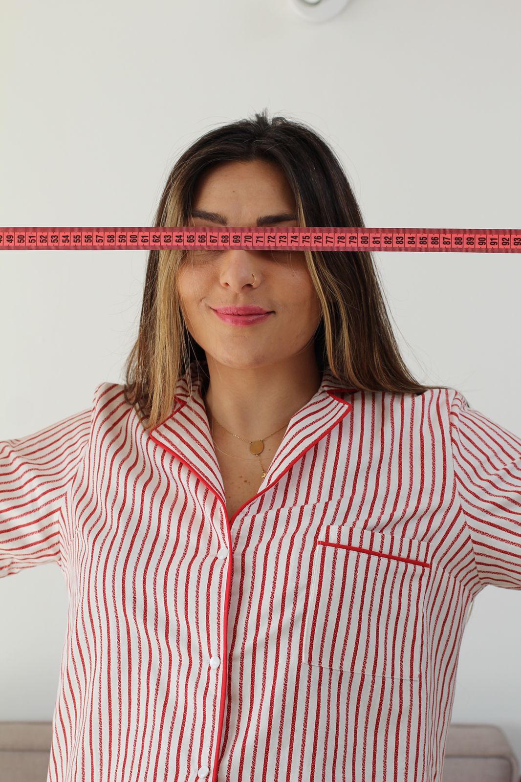 Robe chemise rayée rouge
