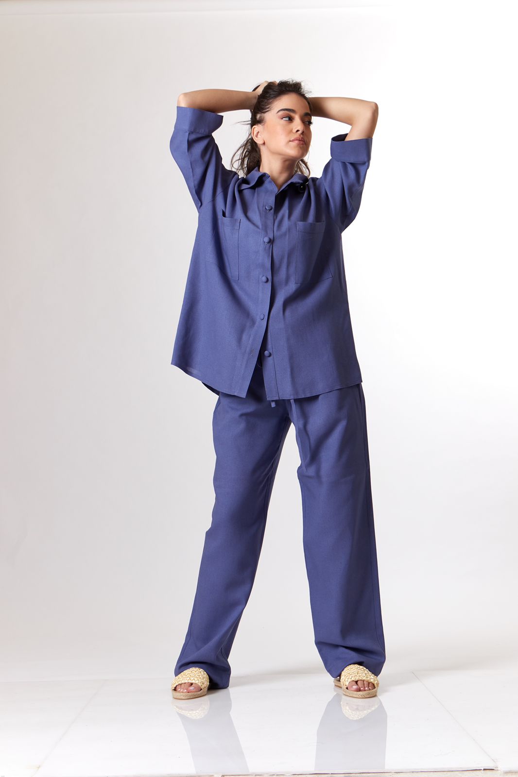 Navy blue linen set