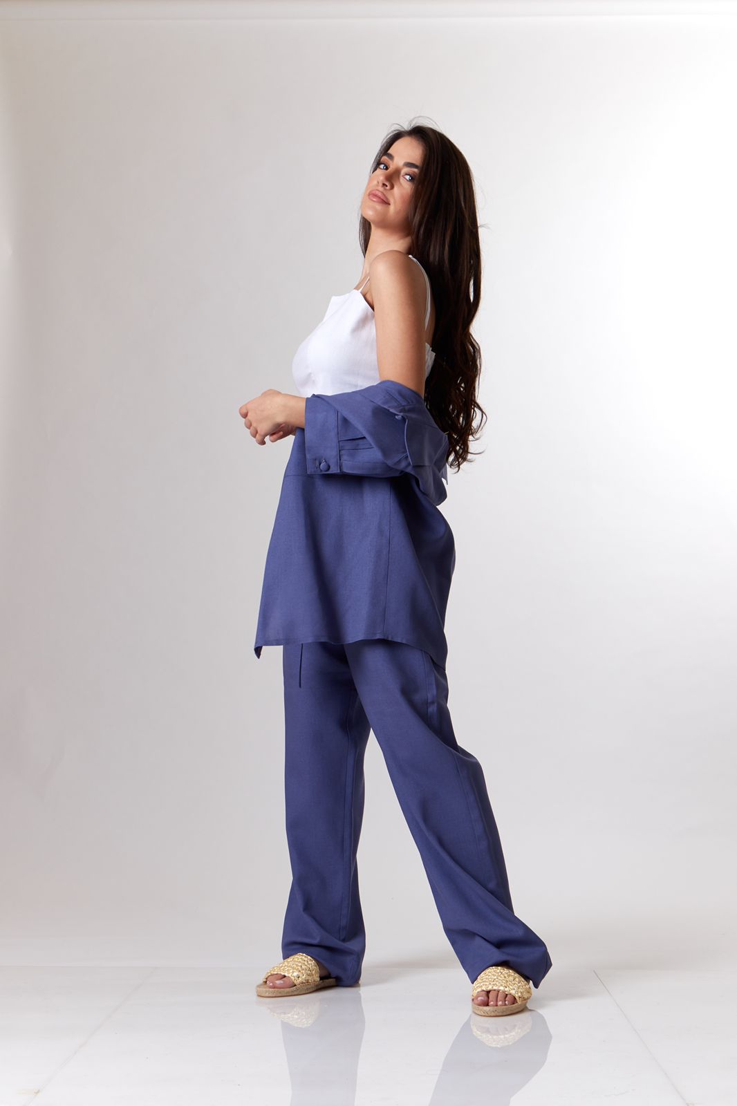 Navy blue linen set