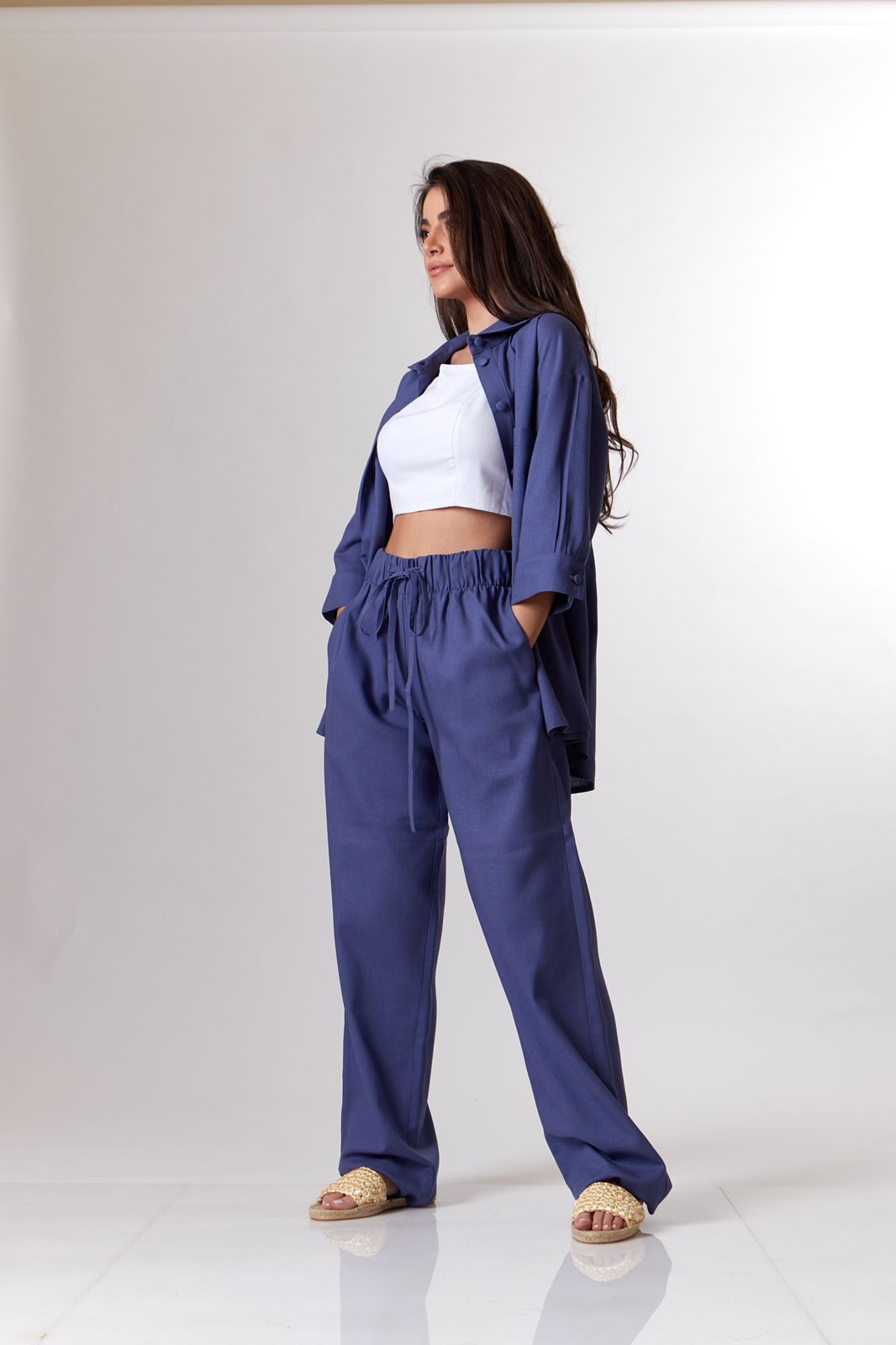 Navy blue linen set