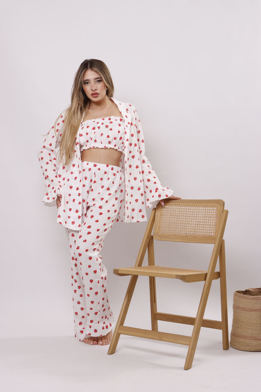 Strawberry patch ruffle pants set