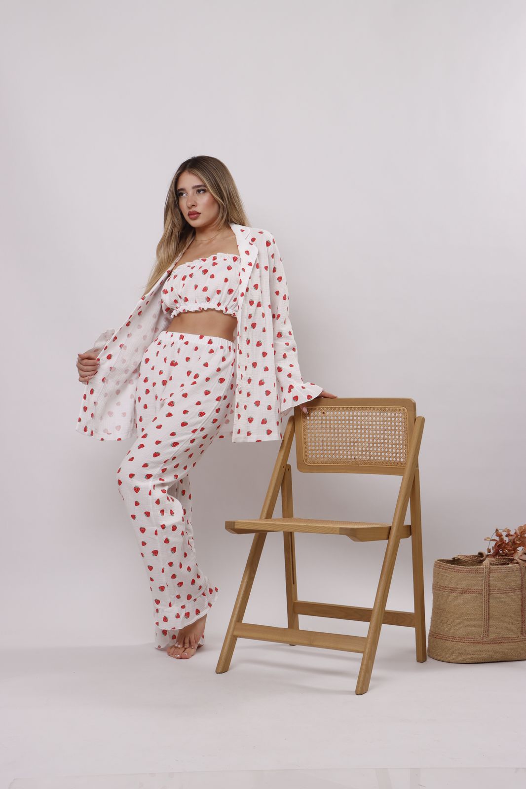 Strawberry patch ruffle pants set