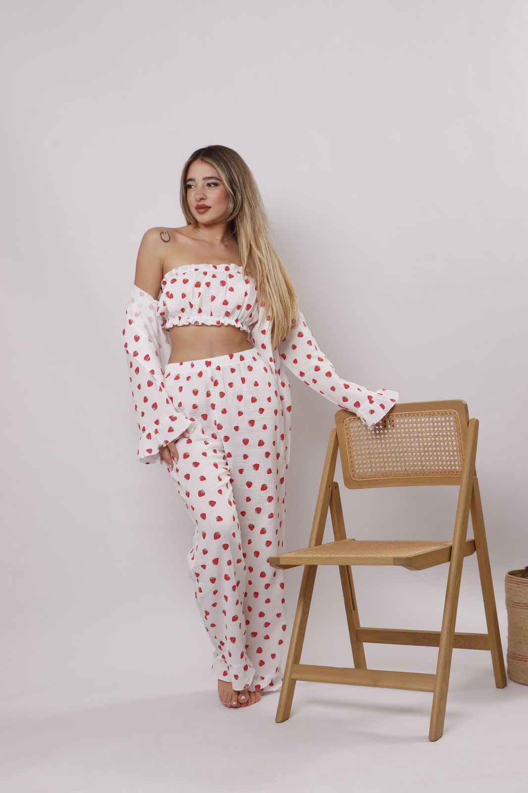 Strawberry patch ruffle pants set