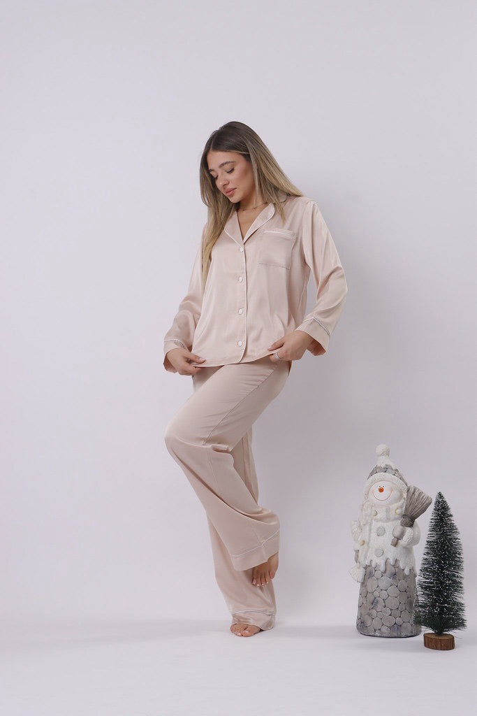 Soft beige satin pj set