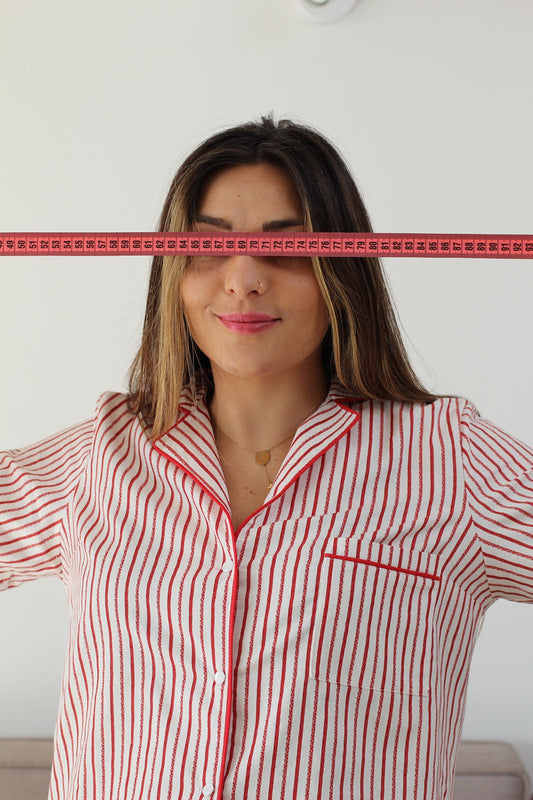 Red striped shirt dress